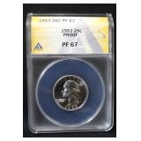 1953 PF67 Washington Silver Quarter