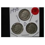 Lot of 3 Silver Dimes