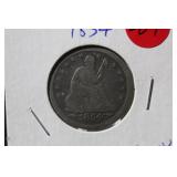 1854 Seated Liberty Silver Quarter