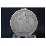 1853 Seated Liberty Silver Half Dollar