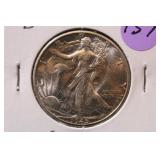 1945-D UNC Walking Liberty Silver Half Dollar