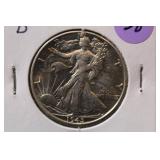 1945-D UNC Walking Liberty Silver Half Dollar
