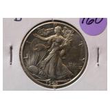 1945-D UNC Walking Liberty Silver Half Dollar