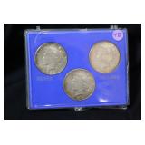 Silver Dollar Set of 3 Silver Peace Dollars