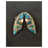 Sterling Native American Style Inlaid Earrings