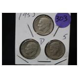 Set of 3 Silver Dimes