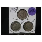 1952 Lot of 3 Silver Dimes