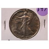 1945 UNC Walking Liberty Silver Half Dollar