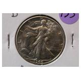 1944-D UNC Walking Liberty Silver Half Dollar