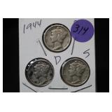 Set of 3 Silver Dimes