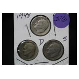 Set of 3 Silver Dimes