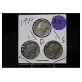 Set of 3 Silver Dimes