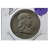 1858-D Franklin Silver Half Dollar