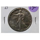 1945-D UNC Walking Liberty Silver Half Dollar