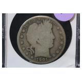 1901-S Barber Silver Half Dollar