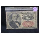 1874 25 Cent Fractional Currency