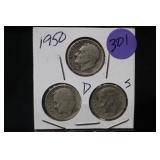 Set of 3 Silver Dimes