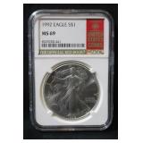 1992 1oz .999 Silver Eagle Certified