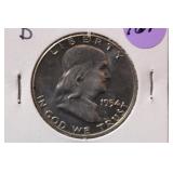 1954-D Uncirculated Franklin Silver Half Dollar