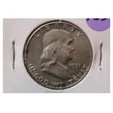 1951-D Uncirculated Franklin Silver Half Dollar