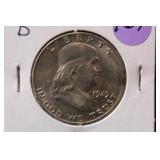 1949-D Uncirculated Franklin Silver Half Dollar