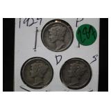 1929 PDS Mercury Dimes