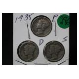 1935 PDS Mercury Dimes