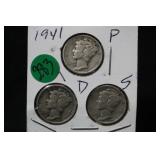 1941 PDS Mercury Dimes