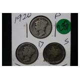 1920 PDS Mercury Dimes