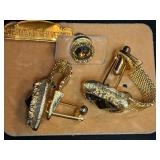 Sterling Silver Vermeil Cufflink and Tie Tac Set