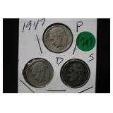 1947 PDS Roosevelt Dimes
