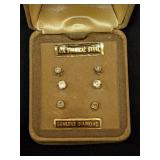 Three Pair Surgical Steel Diamond Earrings