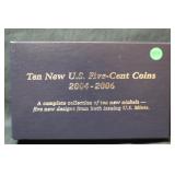 Ten New U.S. Five Cent Coins 2004-2006