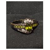 Fortonatori Peridot Oval Ring Vintage Black Gold