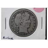 1913-D Barber Silver Half Dollar
