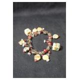 Hand Painted Glazed Ceramic Asian Bead Bracelet