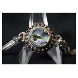 .925 Silver and Abalone Bracelet  7"