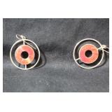 Unmarked Silver and Coral Earrings