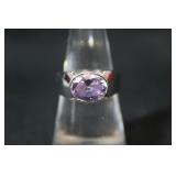.925 Silver Amethyst Ring Sz 7