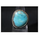 Native American Silver Turquoise Stone Ring Sz 8.5