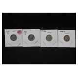 Lot of 4 Mercury Silver Dimes