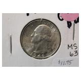 1946 Uncirculated Washington Silver Quarter