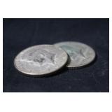 Lot of 2 40% Silver Kennedy Half Dollars