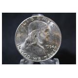 1954-D Uncirculated Franklin Silver Half Dollar