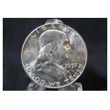 1957-D Uncirculated Franklin Silver Half Dollar