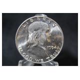 1954-D Uncirculated Franklin Silver Half Dollar