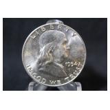 1954-D Uncirculated Franklin Silver Half Dollar