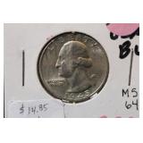 1945 Uncirculated Washington Silver Quarter
