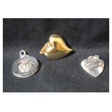 Three Pendants " Mother, Birthday and Puff Heart"