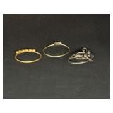 Three Unmarked Lovely Rings Sz 7 & 8